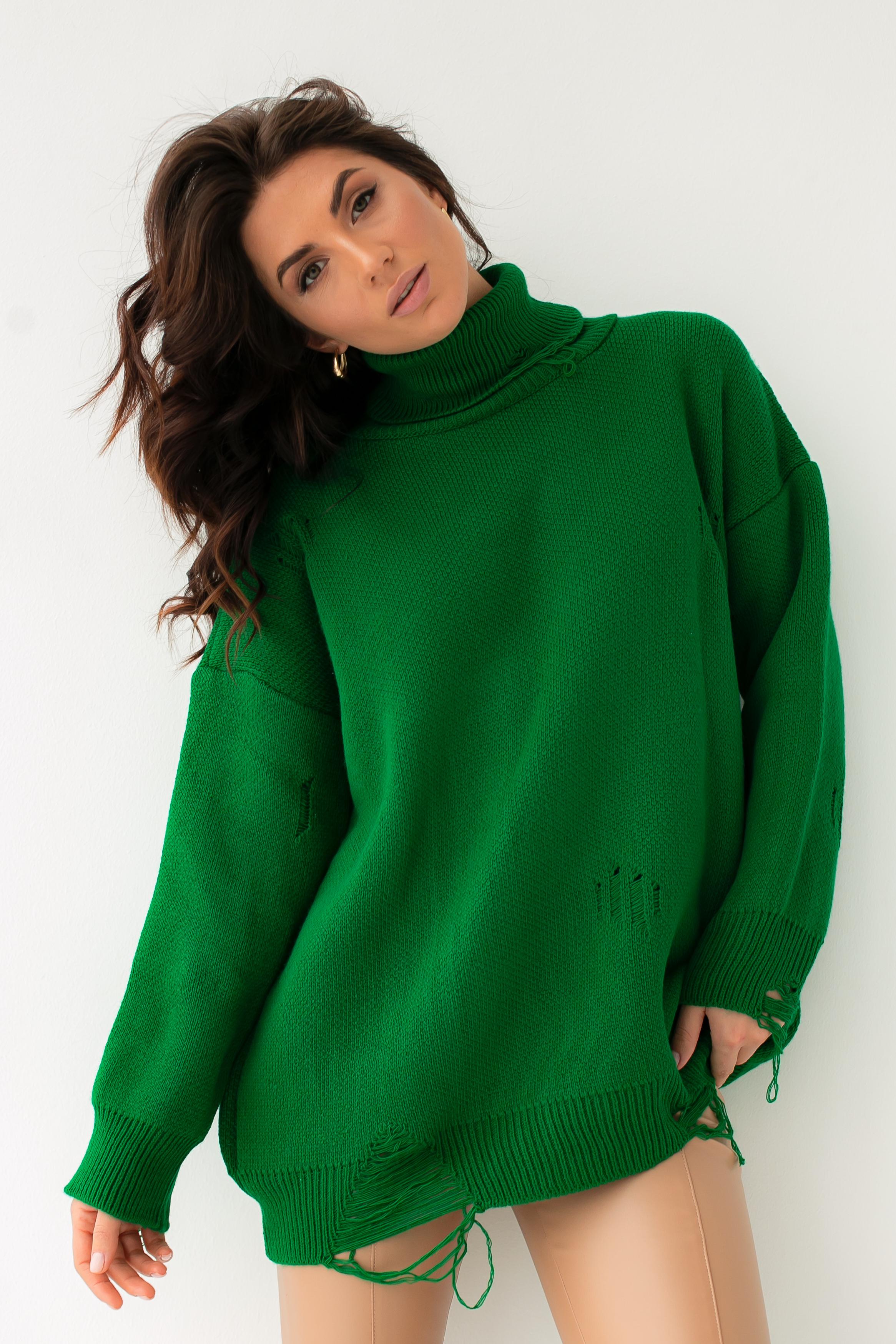 Туника рваной вязки Crep S Зеленый (9506285)