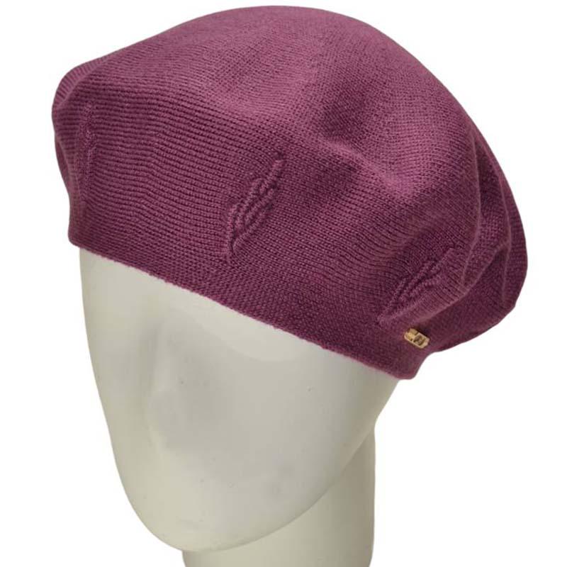 Берет женский Lirus Ягода двойной шерстяной тонкой вязки Сиреневый (88486)