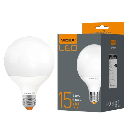 Светодиодная лампа Videx G95e 15W E27 4100K 220V 1550 Lm Белый свет (29079277)