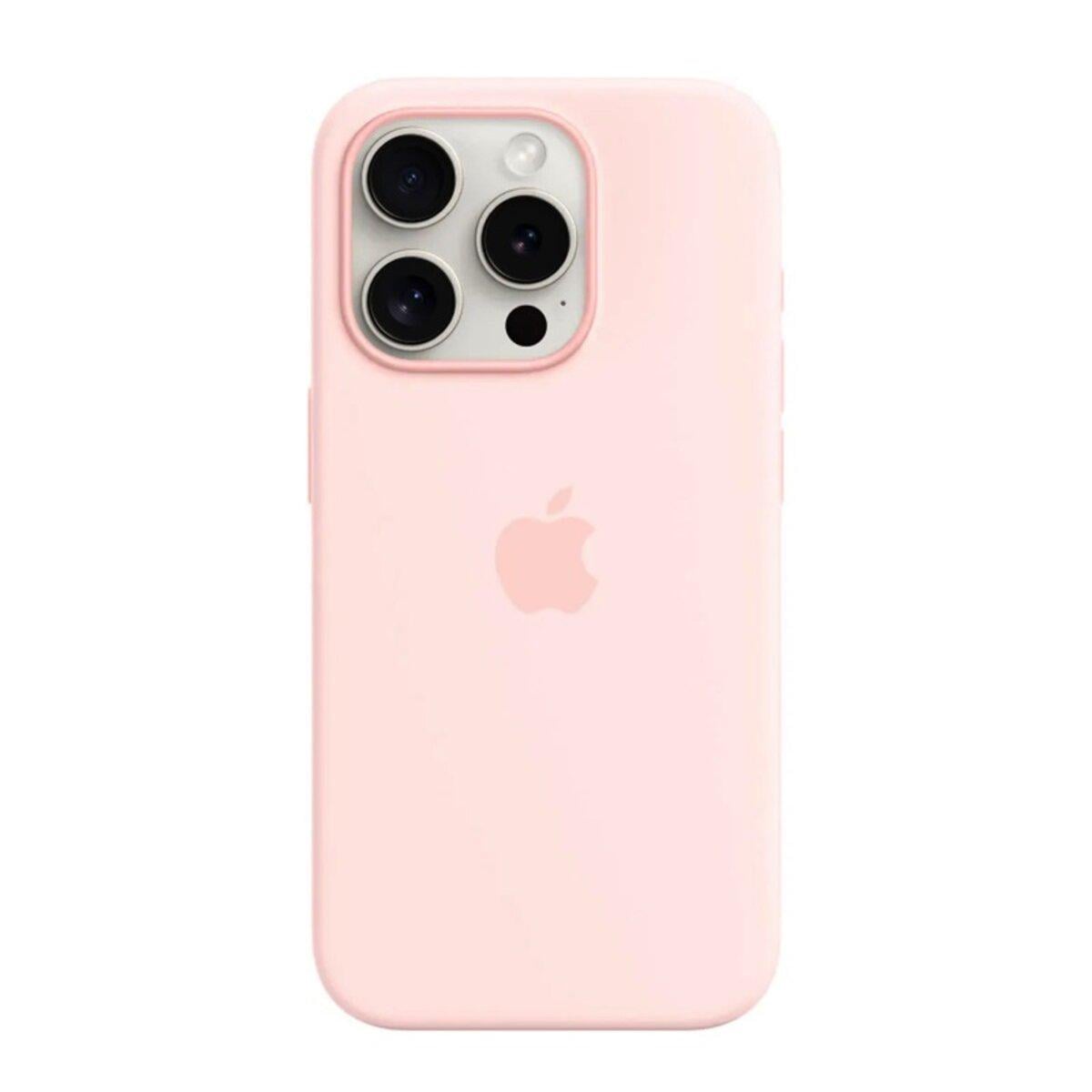 Противоударный чехол Silicone Full Case AAA MagSafe IC для Apple iPhone 15 Pink