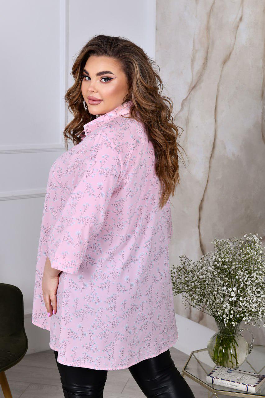 Блузка свободного фасона р. 52-54 Розовый (3627) - фото 5