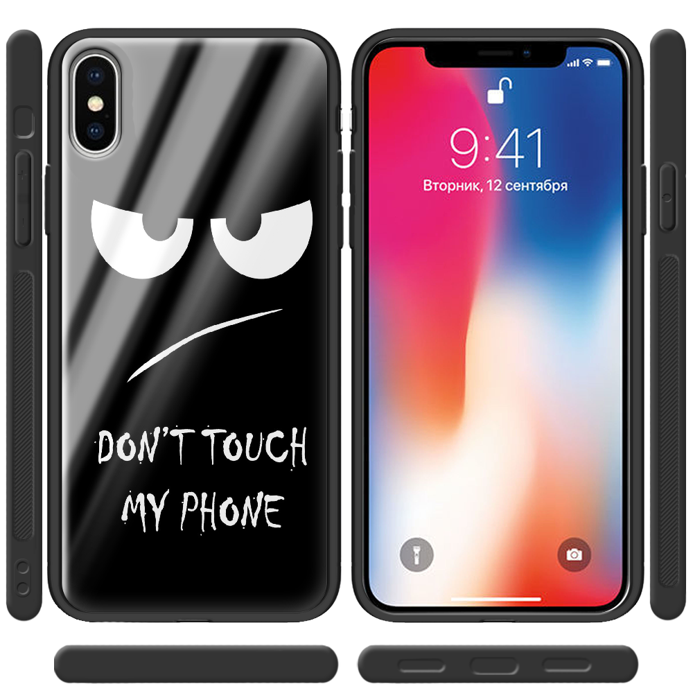 Чохол Boxface iPhone X Don't Touch my Phone Чорний силікон зі склом (32139-up535-37734) - фото 2