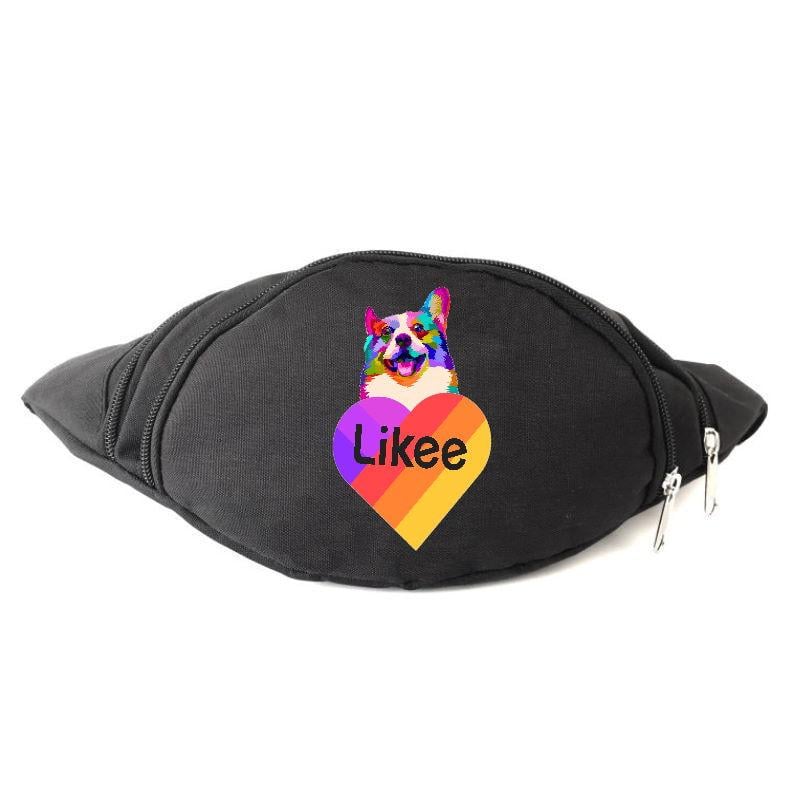 Поясная сумка-бананка с принтом Likee OB-L-06 Черный (1267577034)