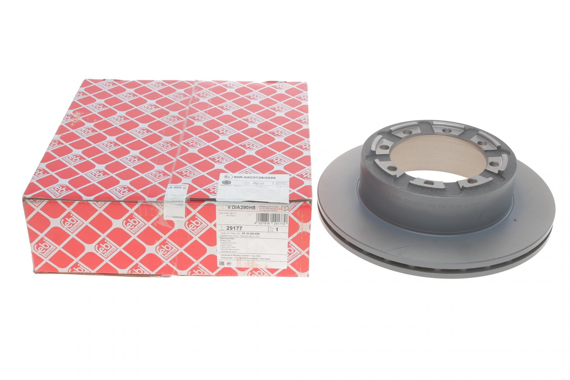 Диск гальмівний задній FEBI BILSTEIN Renault Mascott 290х22 мм (29177 FEBI BILSTEIN)