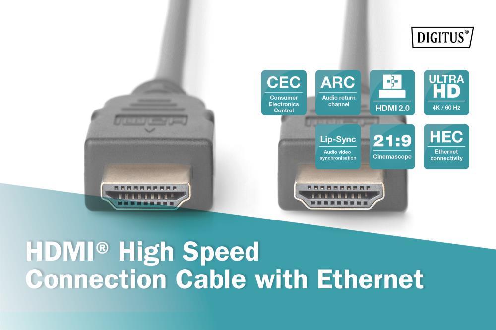 Кабель Assmann 4K HDMI 3M DB-330113-030-S Black - фото 2 Кабель Assmann 4K HDMI 3M DB-330113-030-S Black - фото 2