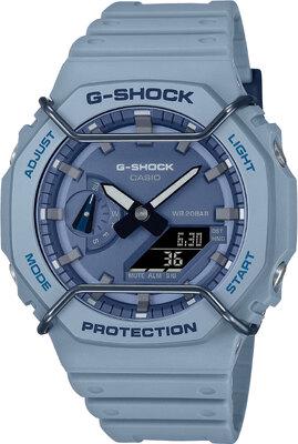 Наручные часы мужские Casio G-Shock GA-2100PT-2A ударопрочные с карбоновым корпусом/водозащитой 200 м/подсветкой Синий (3048976939)