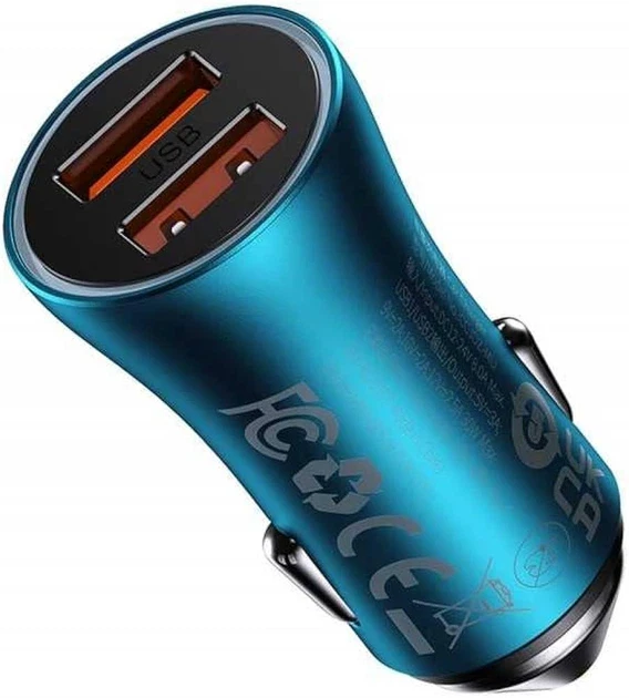Зарядное устройство автомобильное BASEUS Golden Contactor Max Dual Car Charger 2USB 60W CGJM000003 Blue