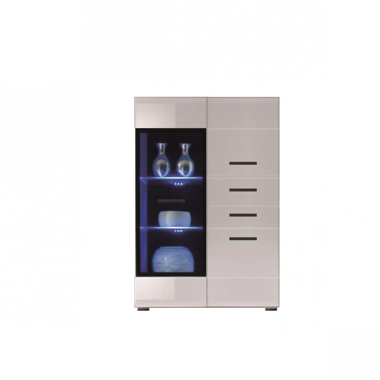 Пенал-вітрина Gerbor Вушер REG1W2D2S L/P Німфея Альба/Білий глянець (GRB-1059)