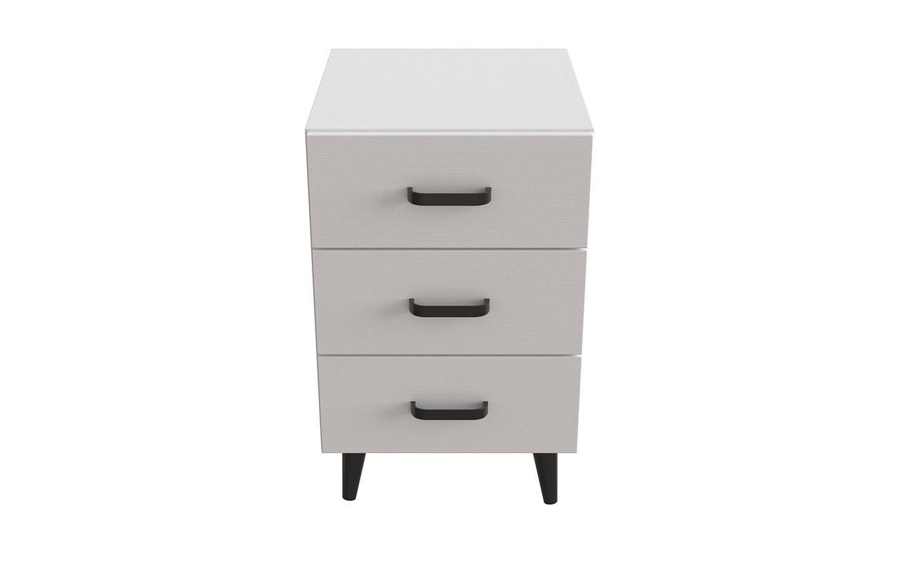 Тумба на конусных ножках Ferrum-decor Вива 3 металл/ДСП 16 мм 56,5x35x40 см Черный/Белый (FRD-106823)