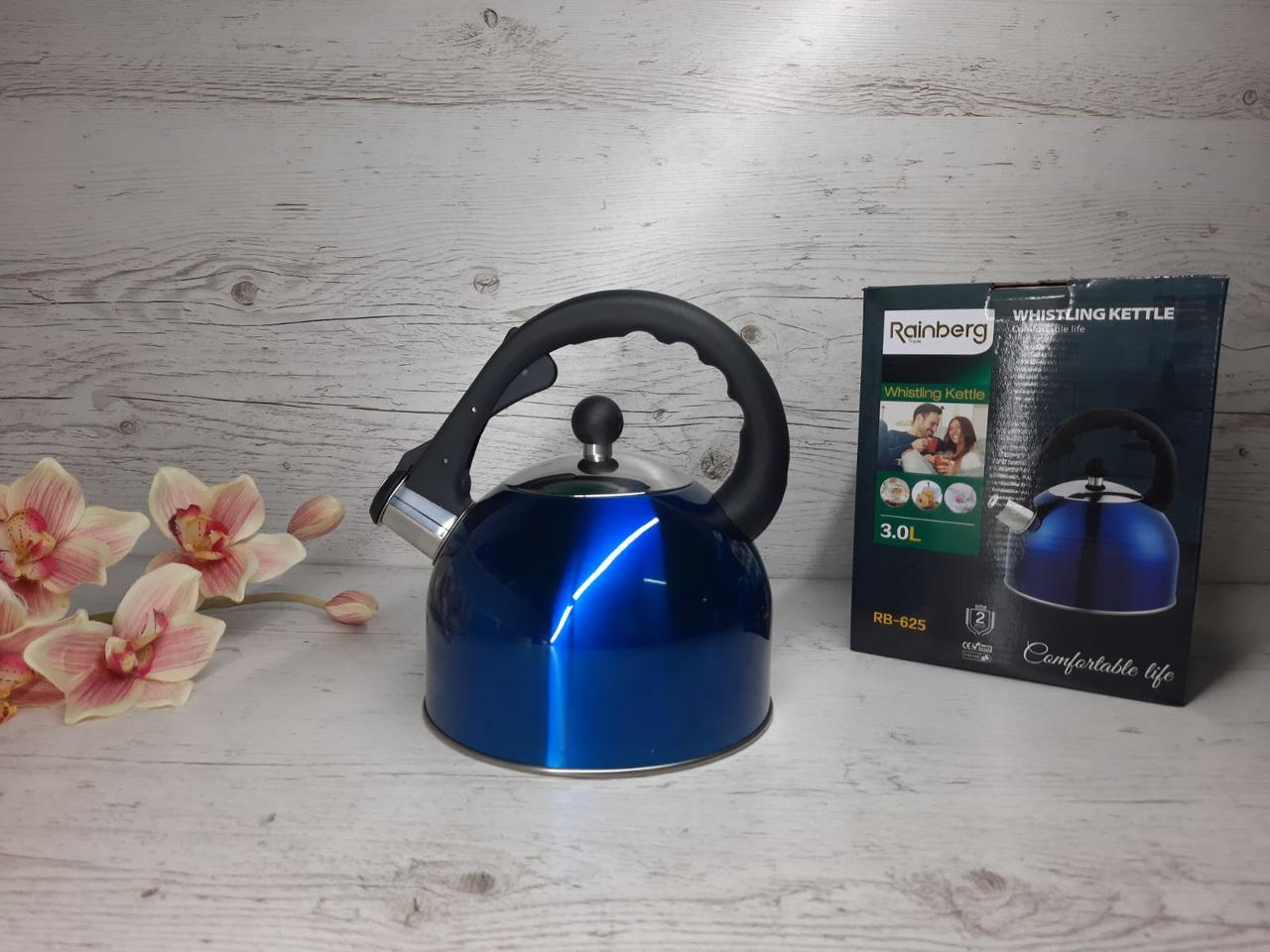 Чайник Rainberg RB-625 із свистком 3 л Синій - фото 9 Чайник Rainberg RB-625 із свистком 3 л Синій - фото 9