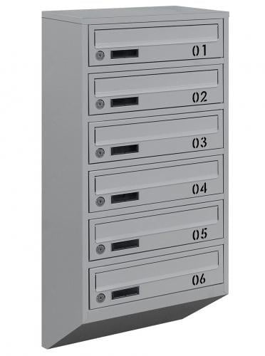 Почтовый ящик Галиндустрия Е1-06-B металлический многосекционный на 6 квартир Серый (132-119-000004720)