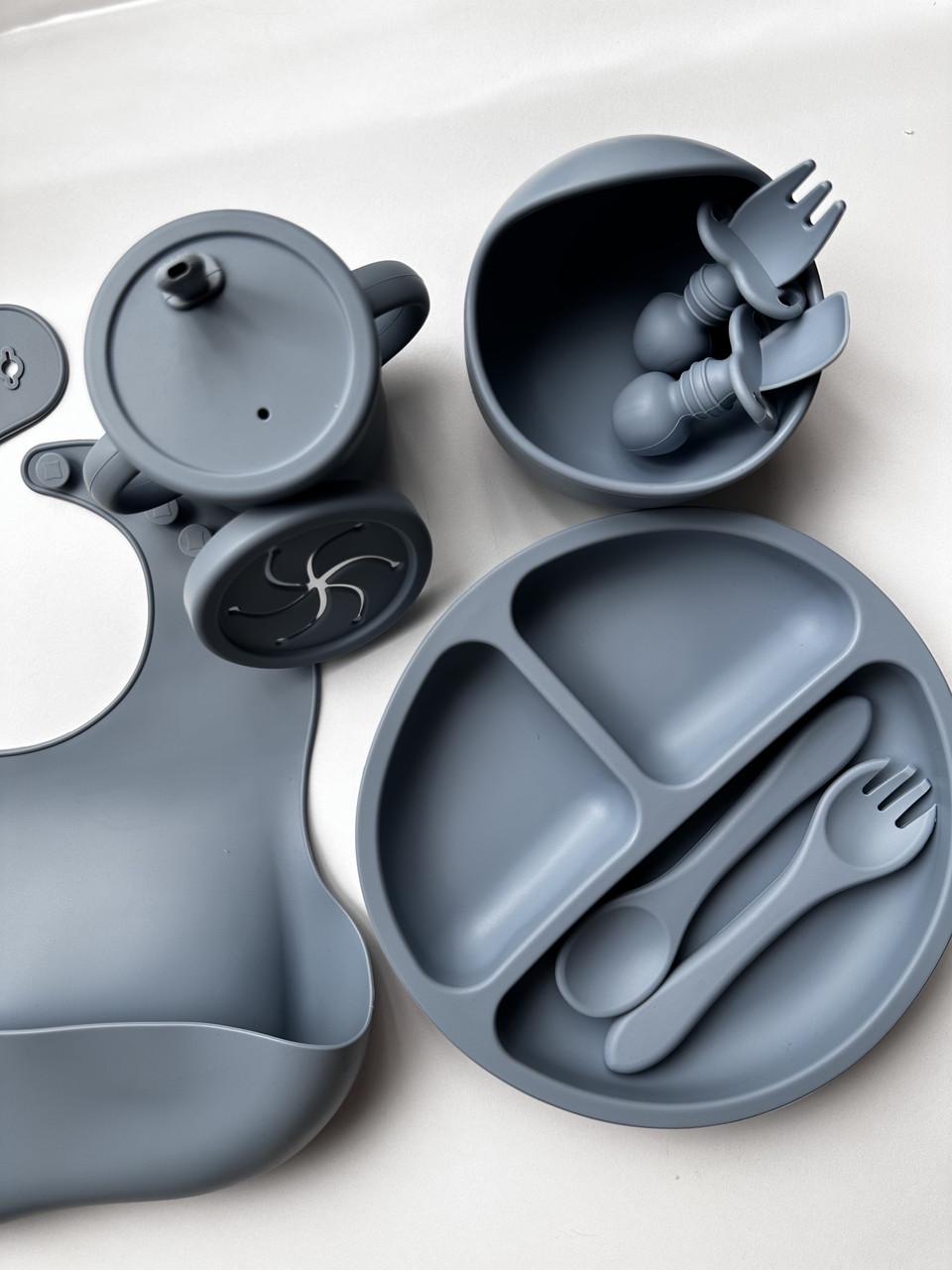 Набор посуды для кормления нагрудник/тарелка/миска/кружка/ложка/вилка и прорезыватель 9 элементов (101) - фото 8