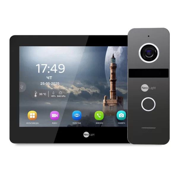 Комплект NeoLight MEZZO Hybrid HD KIT гібридний відеодомофон 10,1" з Wi-Fi та 2 Мп відеопанель Black/Graphite (301767)