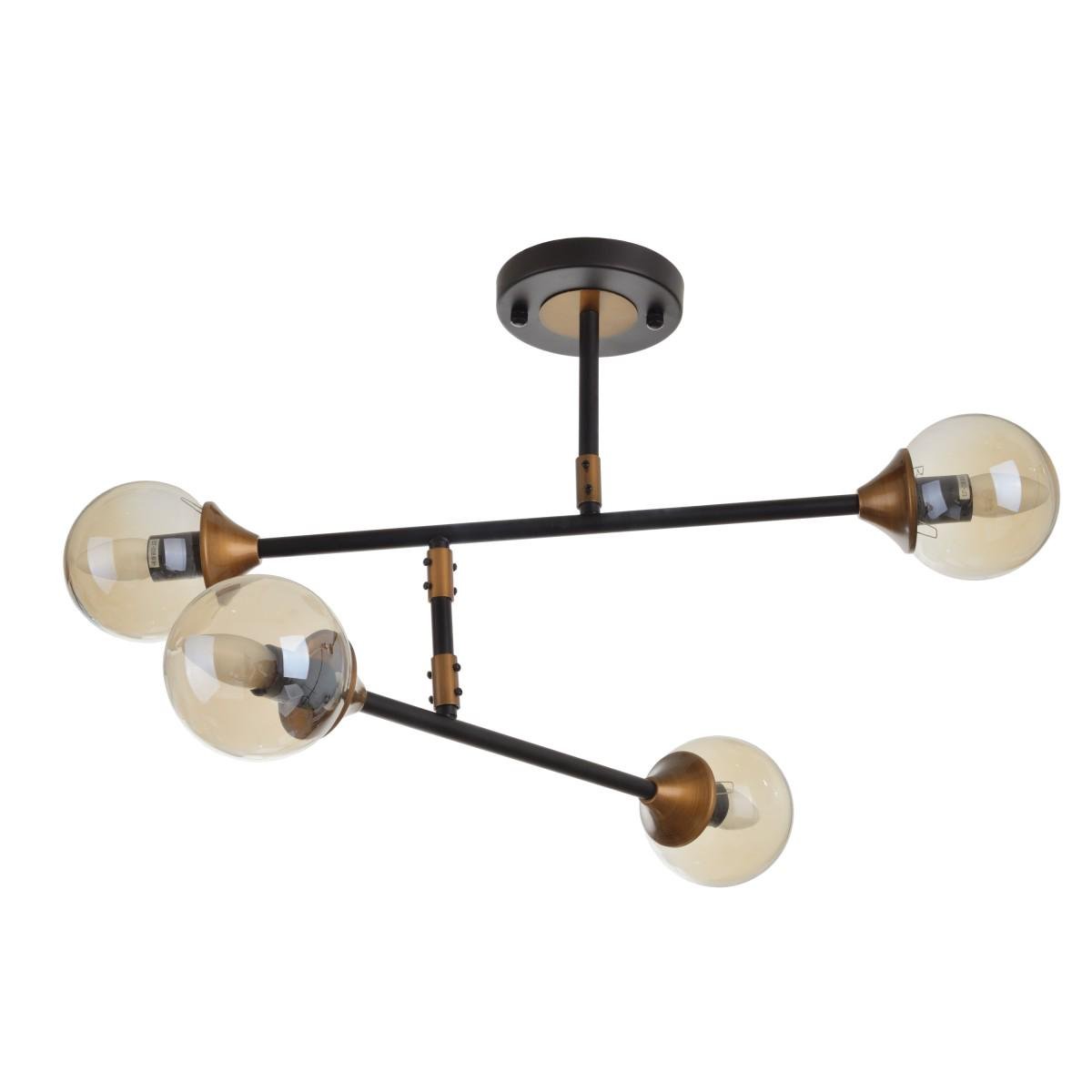 Люстра лофт для спальни молекула Brille BL-906C/4 E27 BZ/BK