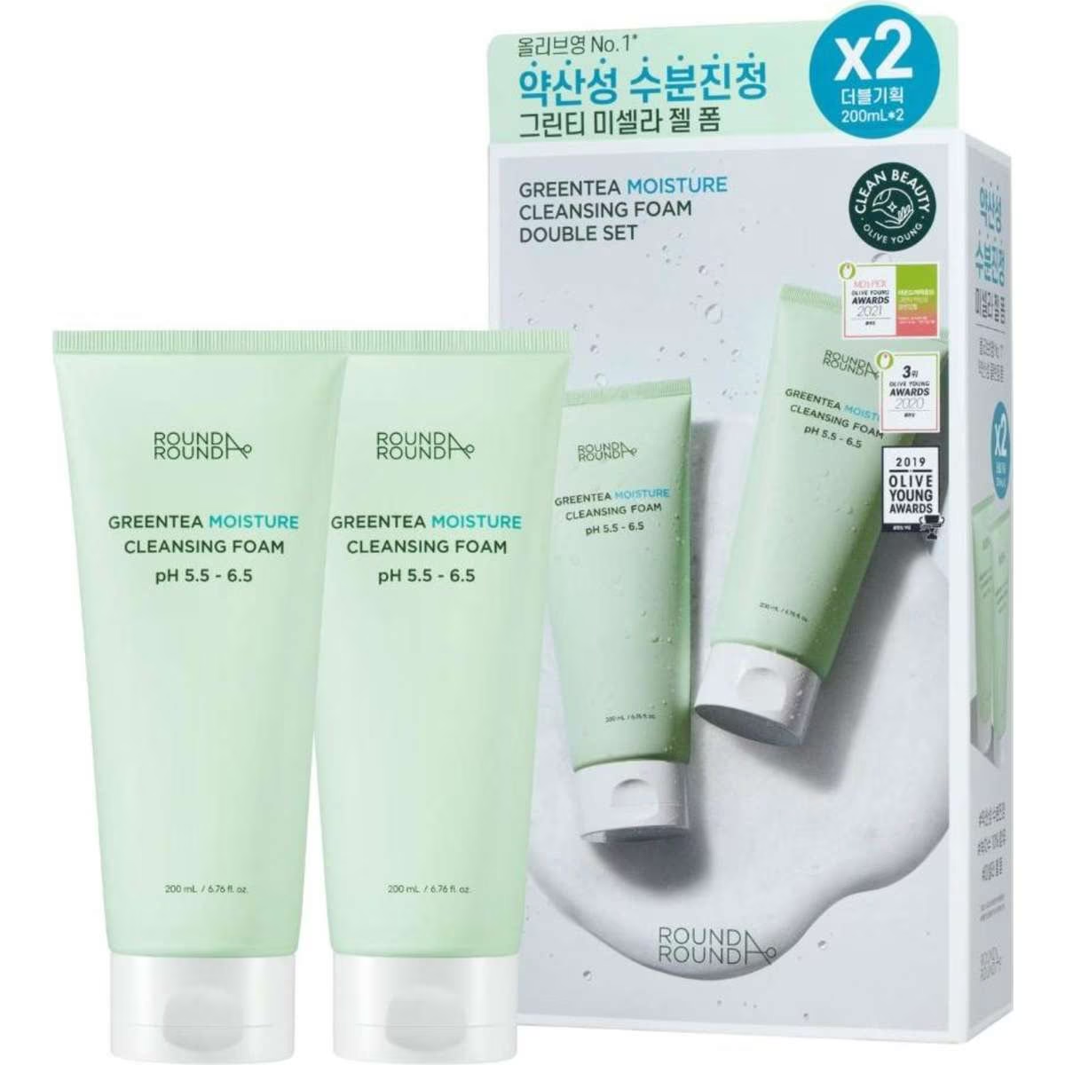 Набор пенкок Round A'Round Green Tea Moisture Cleansing Foam Set увлажняющие очищающие с зеленым чаем (12742185)