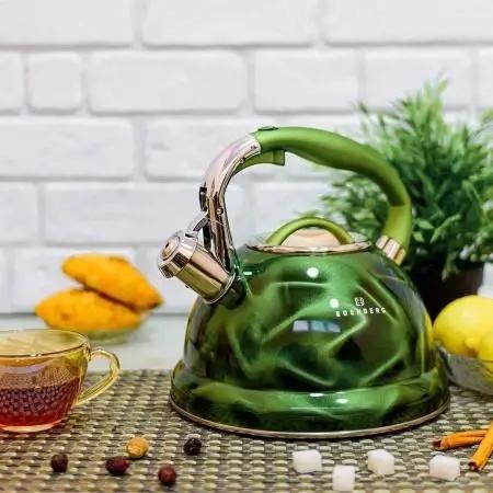 Чайник зі свистком для індукційних плит Edenberg EB-1911 металевий 3 л Зелений (2530556616) - фото 1