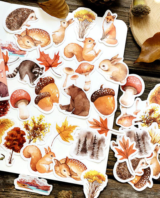 Набір наклейок для щоденника Аutumn forest animals 40 шт.