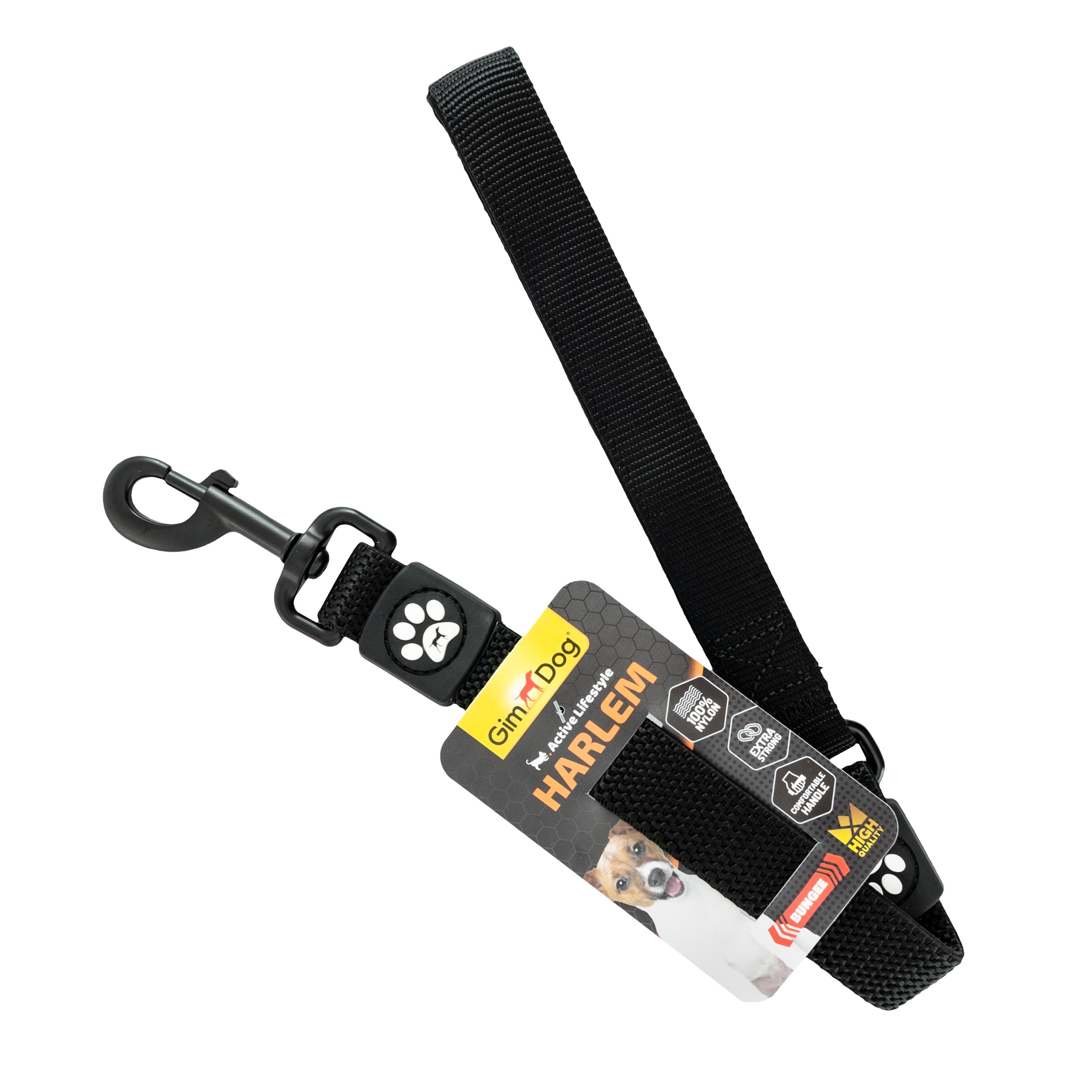 Поводок для собак GimDog HARLEM BUNGEE двухслойный неопрен/нейлон с ручкой 2,5х55 см Черный (8009632059419)
