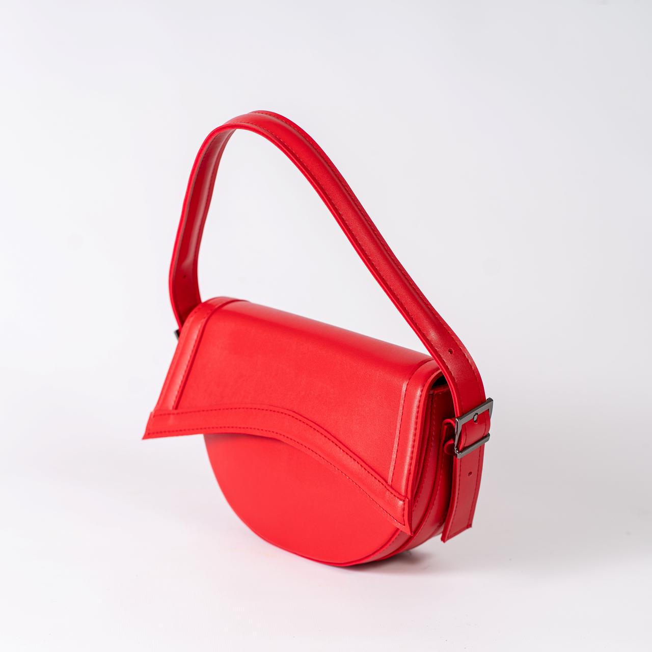 Сумка женская полукруглая XENIA № 33-24 из эко-кожи Красный - фото 3
