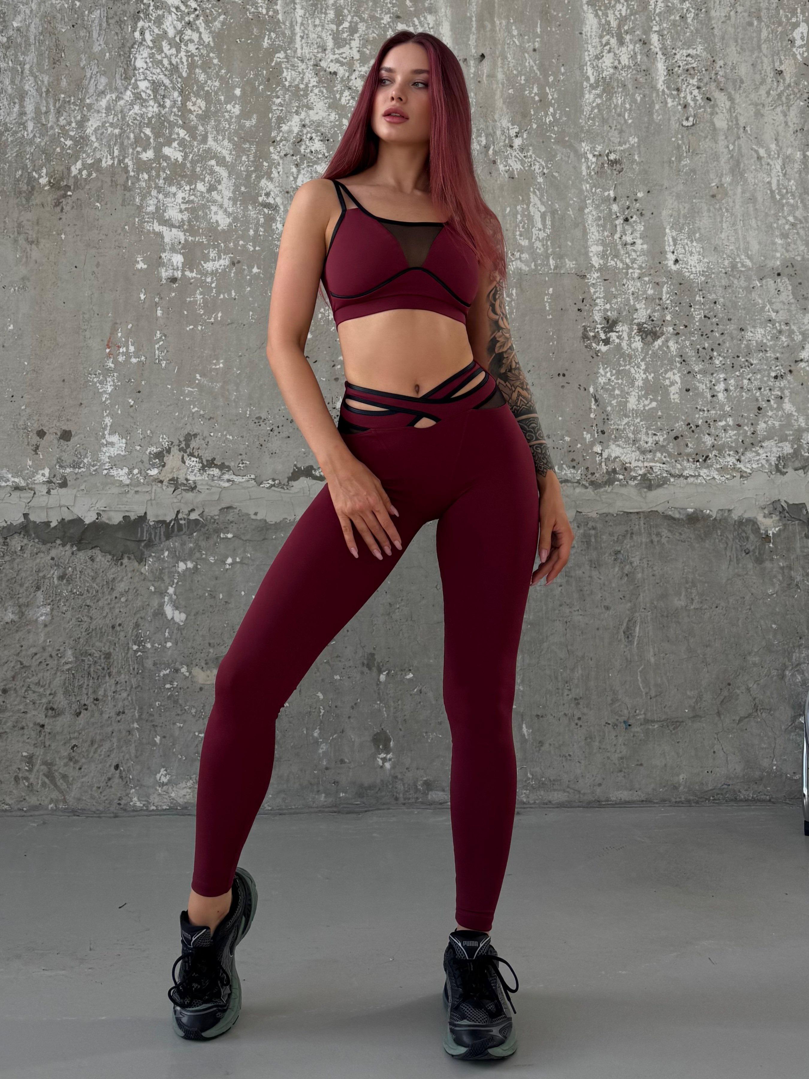 Комплект жіночий спортивний Nova Vega лосини/топ XS Бордовий (50993580-1515)