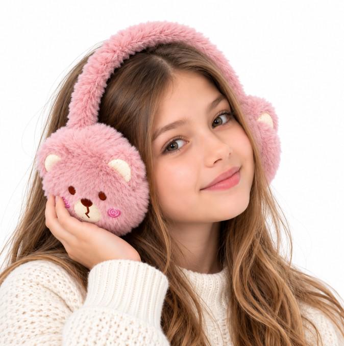 Наушники зимние меховые Мишки для девочек Розовый (37902-2)
