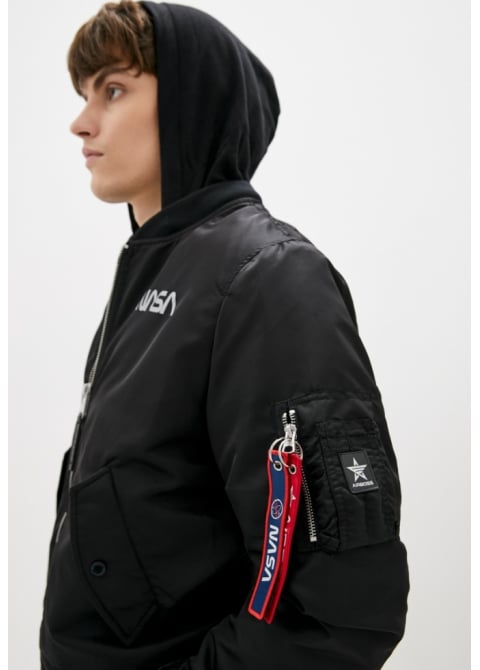 Куртка-бомбер Airboss MA-1 Hooded NASA 4XL Черный (28688) - фото 4