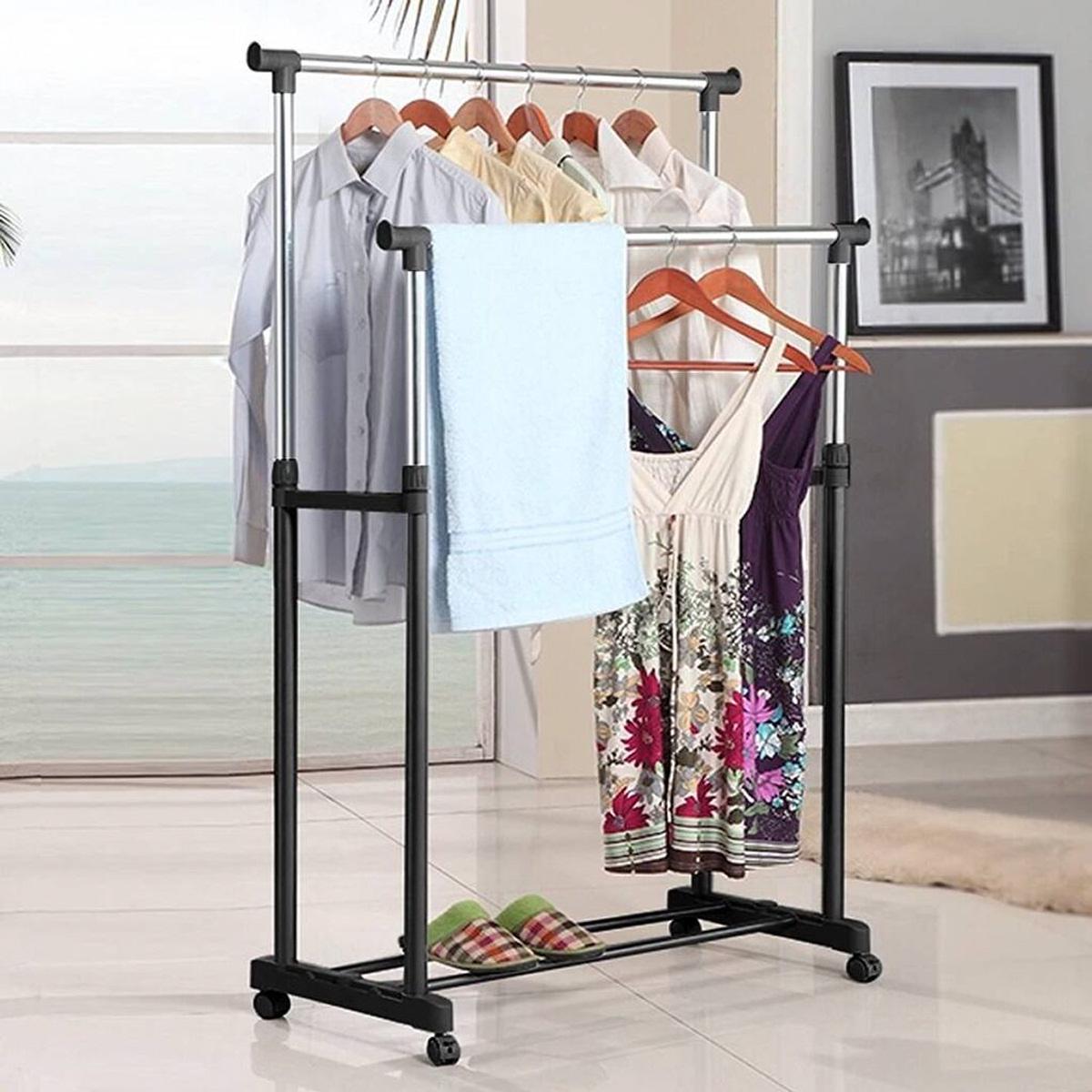 Вешалка телескопическая для одежды и обуви Double-Pole Telescopic Clothes Rack - фото 5