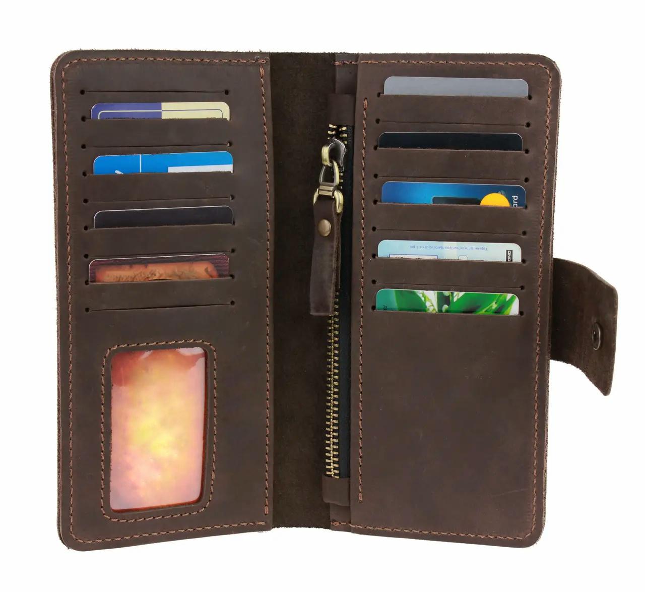 Гаманець FREESKIN шкіряний 19х9,5х1 см Темно-коричневий - фото 3 Гаманець FREESKIN шкіряний 19х9,5х1 см Темно-коричневий - фото 3