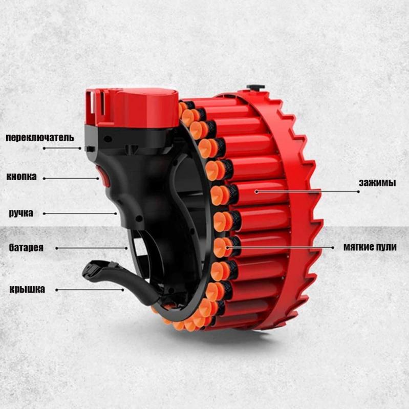Автоматический бластер-пулемет H01 с USB на 28 зарядов - фото 2