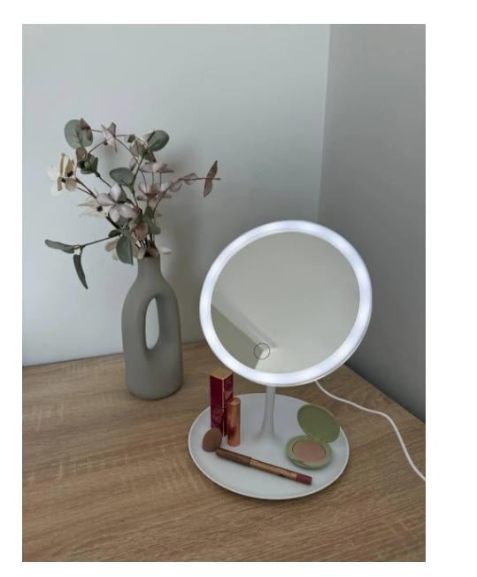 Косметическое зеркало настольное круглое для макияжа с LED-подсветкой Белый (29452151) Косметическое зеркало настольное круглое для макияжа с LED-подсветкой Белый (29452151)