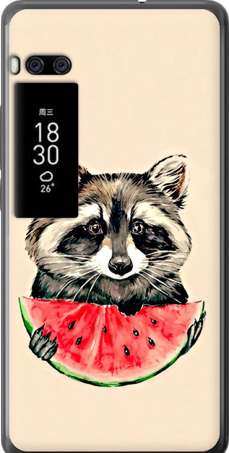 Чехол на Meizu Pro 7 Енотик с арбузом (4605u-1044-42517)