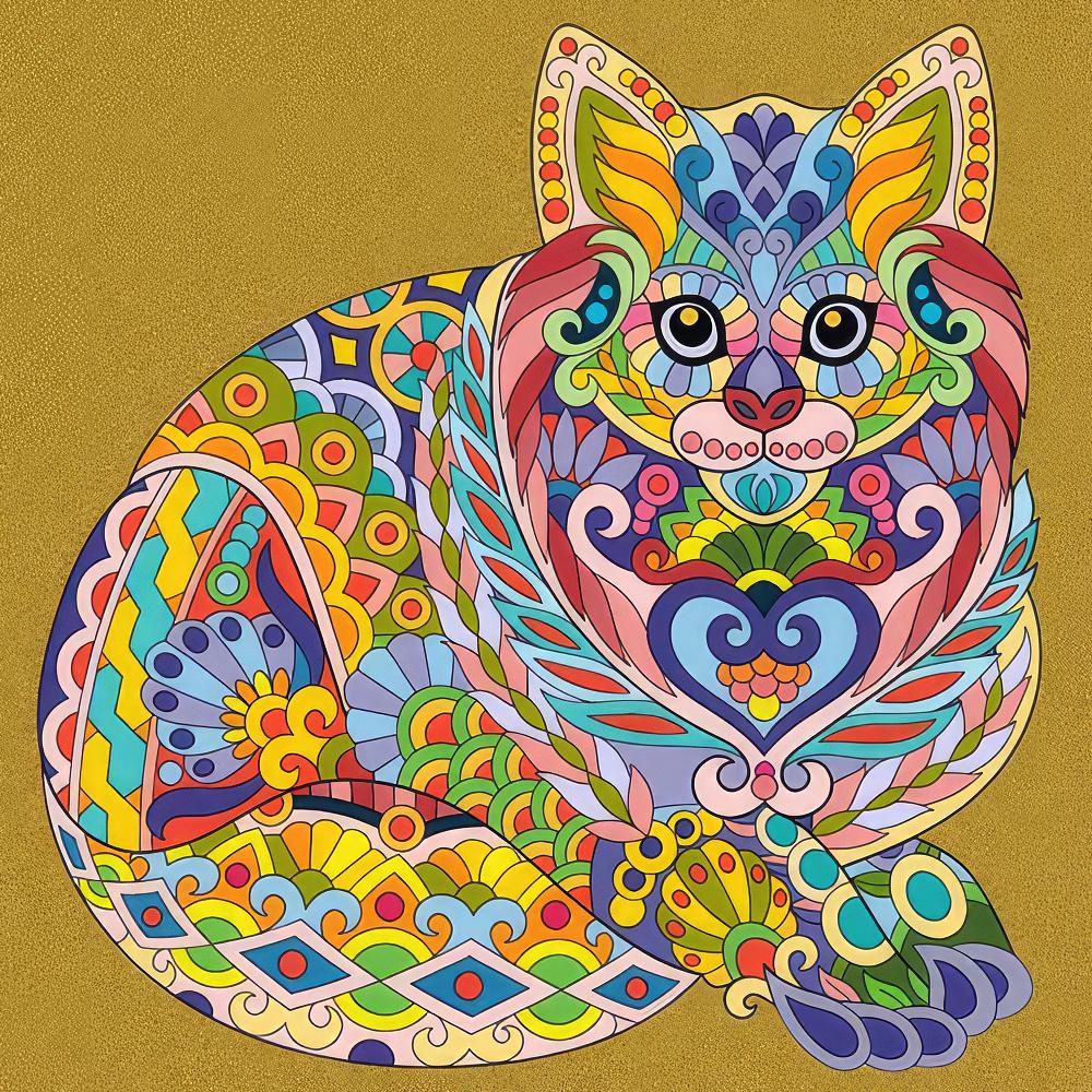 Картина по номерам Strateg Antistress Мандала кот 30x30 см (Str-JCEE36823)