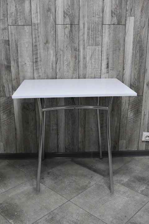 Стіл обідній для кухні 60х80х75 см Білий/Хром