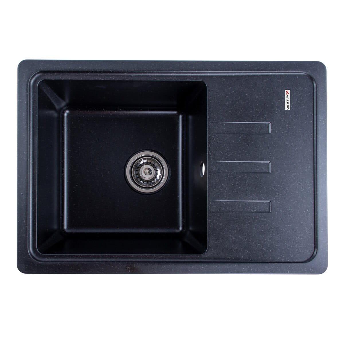 Мойка гранитная Valeso Liana 620х430 врезная прямоугольная Черный металлик матовый (PLTM-SP000046875)
