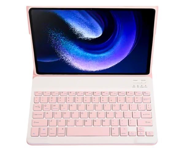 Чехол с Bluetooth-клавиатурой Glass Magnet Flip Cover 360 для Xiaomi Pad 6/6 Pro Розовый