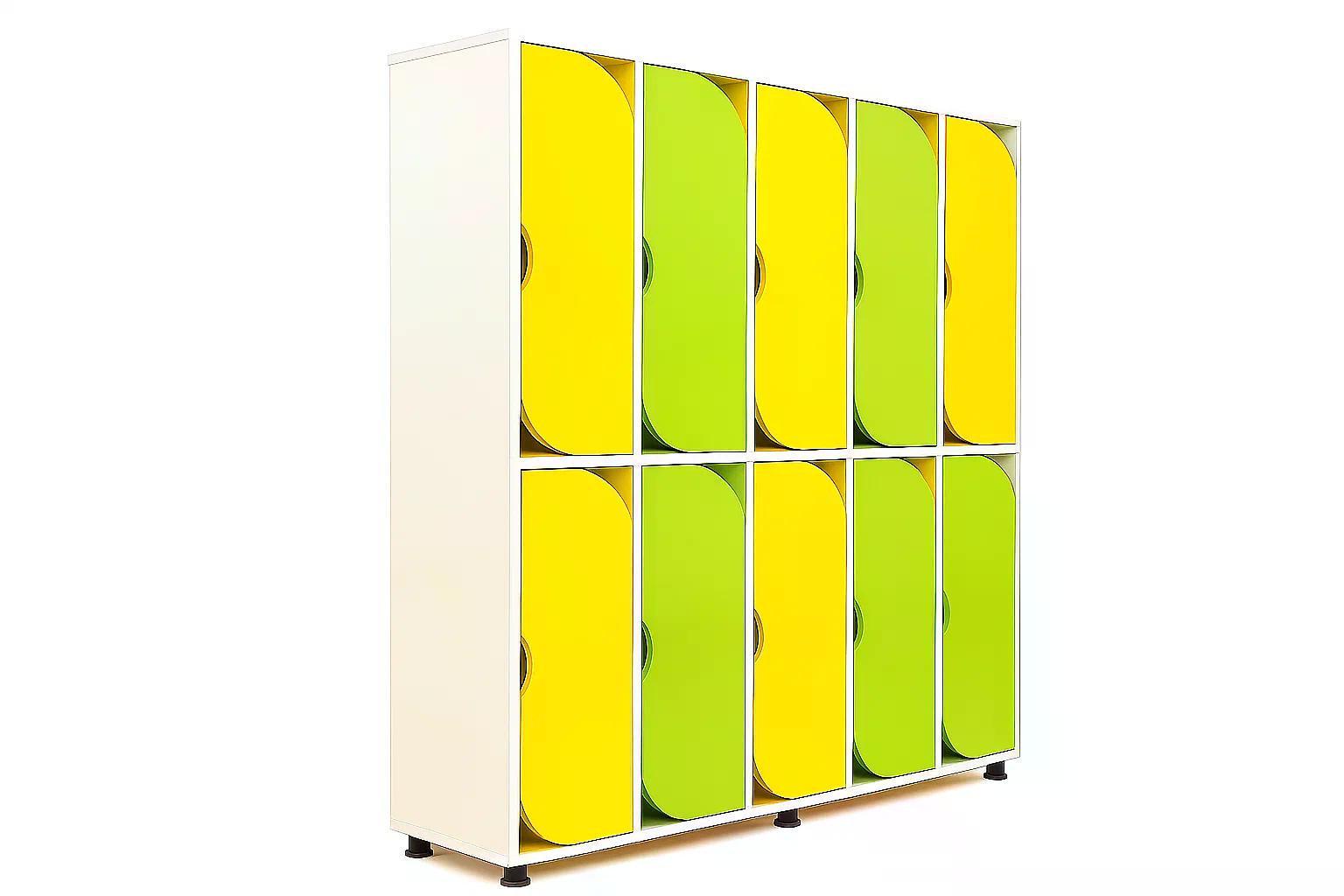 Шкаф для одежды 10-секций DS-54 на металлических регулируемых опорах Желтый/Лайм