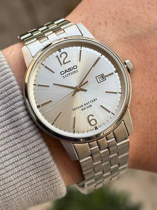 Наручные часы мужские Casio MTS-110D-7A Timeless Collection с сапфировым стеклом Белый (2668164420)