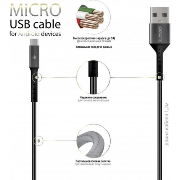 Кабель Intaleo CB0 USB-microUSB 1,2м Black/Grey (1283126495649) - фото 3