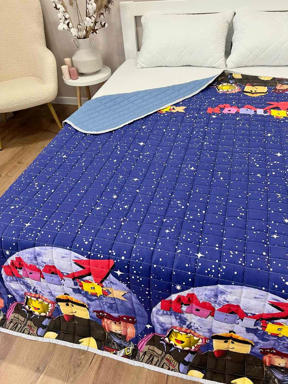 Ковдра дитяча з малюнком роботи двостороння 150х210 см Синій (27503928) - фото 2 Ковдра дитяча з малюнком роботи двостороння 150х210 см Синій (27503928) - фото 2