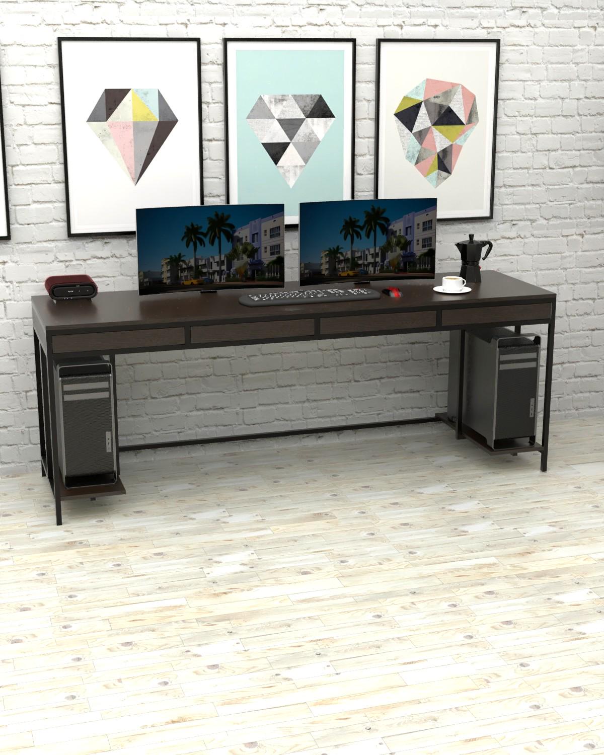 Компьютерный стол EcoLoft Рейнар DSP-1482-12 в стиле лофт Венге Магия (35675824)