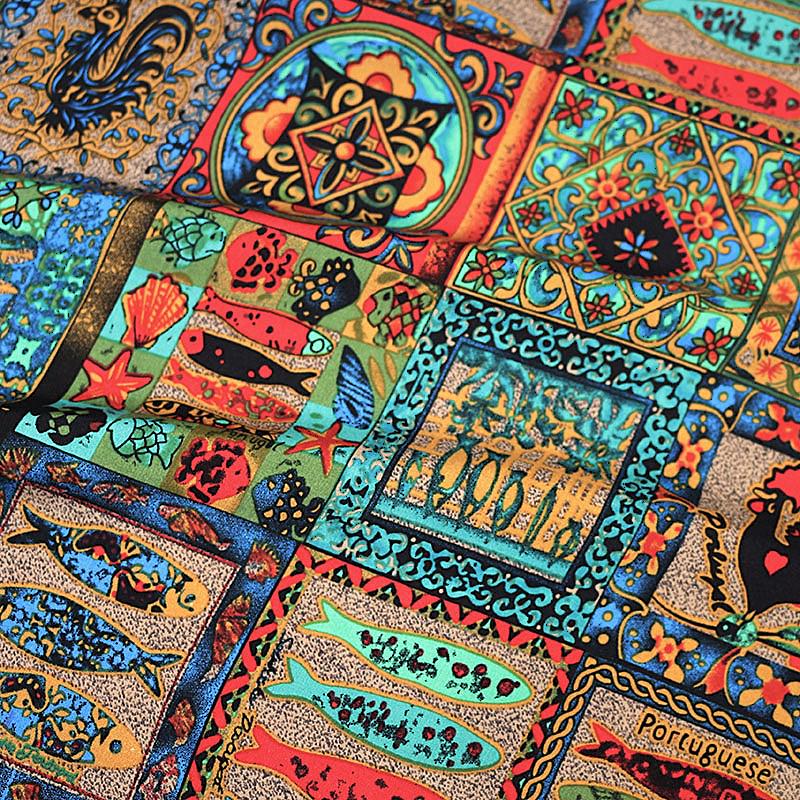 Тканина віскоза LuxFabric Retro design принтована 153 г/м² 1,45 м 1 м (ТП1431в63)