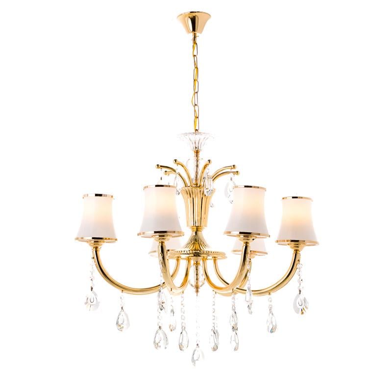 Люстра подвесная Light House ES-15420/6/gold на шесть ламп с абажурами Золото