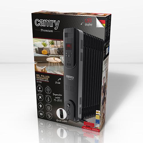 Масляный обогреватель Camry с ДУ 9 секций 2000 Вт Black (CR 7810) - фото 7