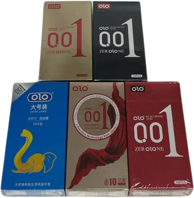 Набір презервативів OLO Blue Elephant 10 шт./пролонгуючі 10 шт./ультратонкі 10 шт. Red/збудливі 10 шт./0,01 з точками 10 шт. (ROZ6501052026) - фото 2