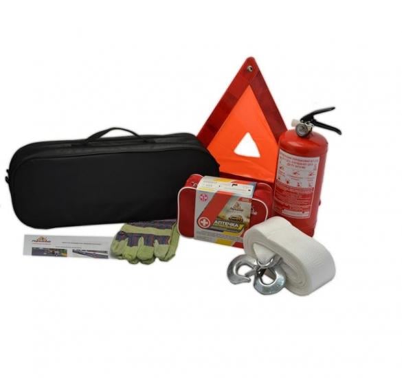 Набор автомобилиста Jeep универсальный аптечка/трос/огнетушитель 50х18х17 см Black (117941)