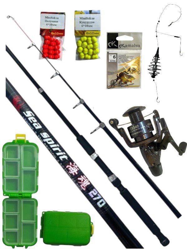 Спінінг Weida Sea Spirit 40-80 г 270 см/котушка COBLLA CB340/снасть Конус 50 г/коробочка 10 відд/гачки/насадки (2214955659)