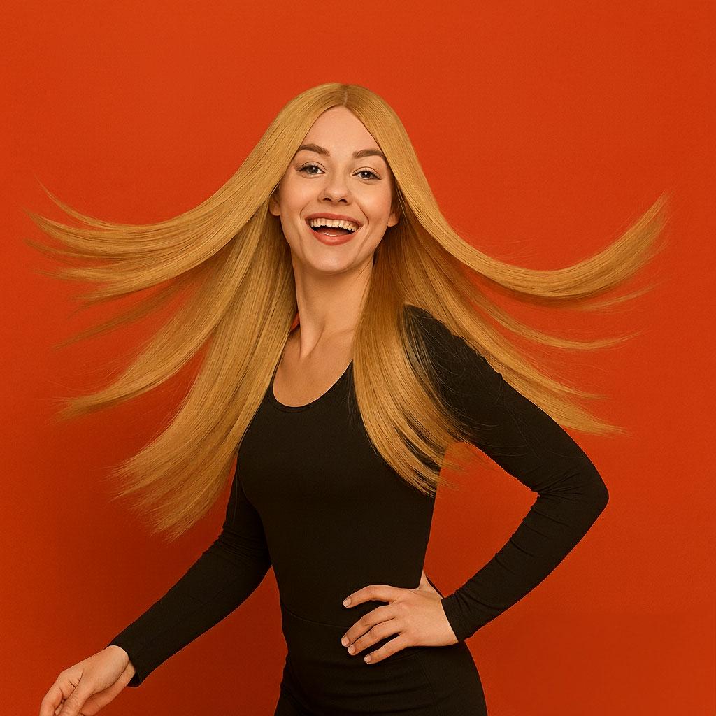 Перука жіноча аніме пряме волосся довга чубчик 70 см Пшеничний блонд (K0495-8)