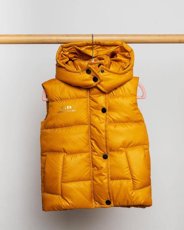 Безрукавка детская демисезонная 128 см Горчичный (БК86-134-д)