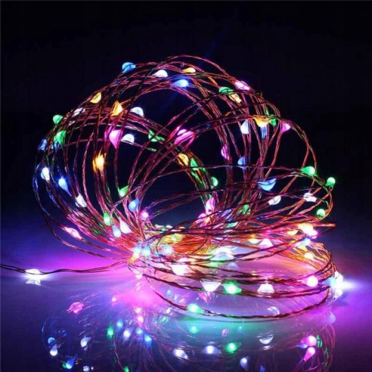 Гирлянда новогодняя Роса 100 LED 10 м Мультиколор