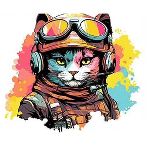Алмазная мозаика Strateg Премиум Кот в наушниках 30x40 см (Str-GM86847)